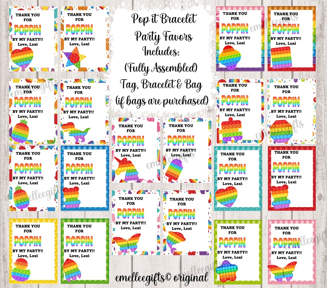 Fidget Bracelet Favor Bags Pop It Bracelet Party Favor Etsy