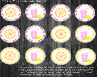 Pretty Pink Lemonade Toppers  ~INSTANT DOWNLOAD~