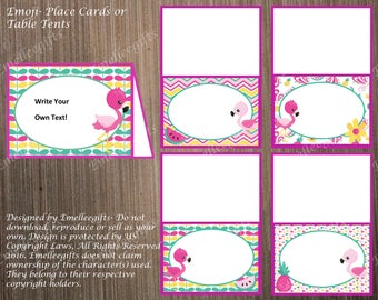 Tropical Flamingos Place Cards or Table Tents ~INSTANT DOWNLOAD~