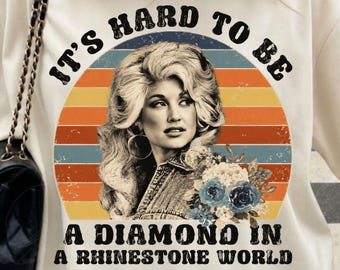 Retro Dolly, Diamante em um mundo de strass, arquivo digital png, download instantâneo, PNG, sublimação, 300 dpi