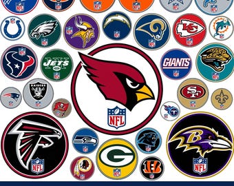 Pacote com 31 imagens PNG e SVG de times de futebol americano, incluindo imagens de times de futebol americano, designs para sublimação, imagens para camisetas de jogos, times da NFL e download digital.