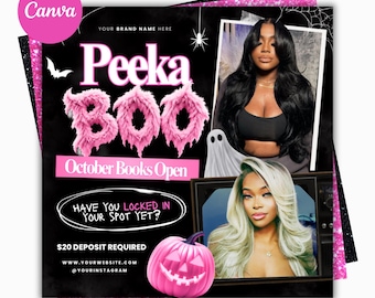 Modelo de Flyer de Reservas para Outubro, Flyer de Reservas para o Halloween, Modelo de Agendamento para Salão de Cabelo, Cílios e Unhas no Canva, Flyer para Evento de Halloween, Flyer de Promoção