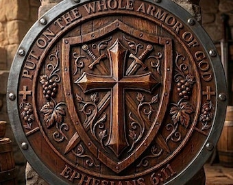 Wooden Armor of God Shield Wall Decor | Christian Gift