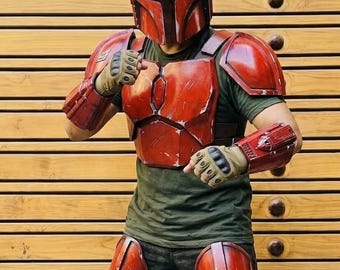 Mandolorian Armor Suit with Helmet, Handmade Costume for Adults