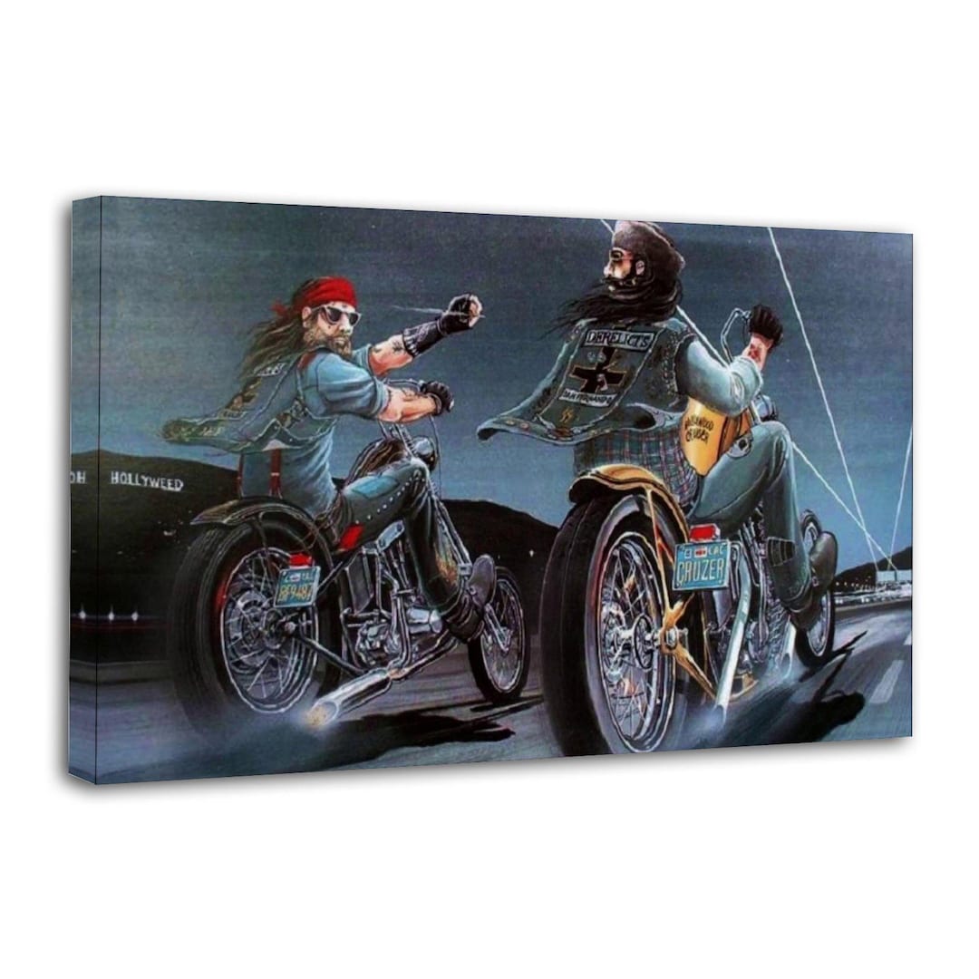 David Mann Style Biker Art: Derelicts Motorcycle Riders Painting Canvas ...