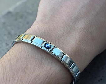 Pulseira masculina BMW com pingente italiano em aço inoxidável.