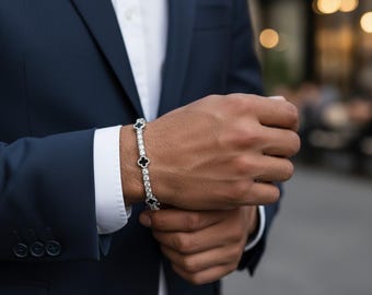 Men’s Gold Clover Bracelet – Iced Out Tennis Bracelet