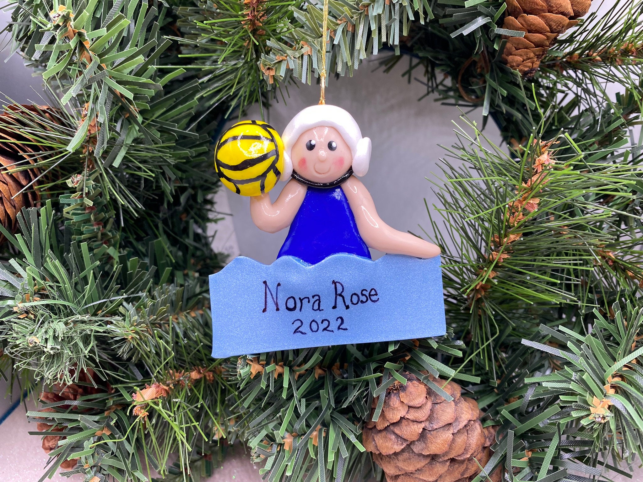 Custom Girl Water Polo Christmas Ornament Personalized Handmade Polymer