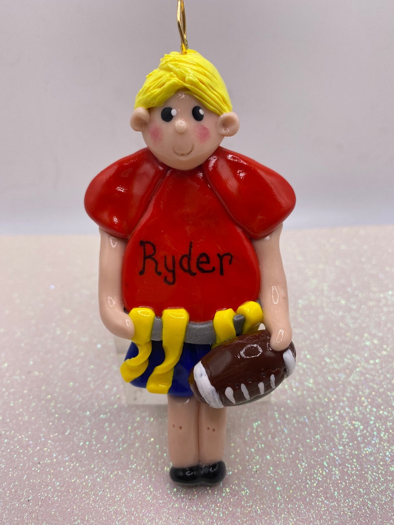 Customized Custom Flag Football Player Christmas Ornament Boy/girl