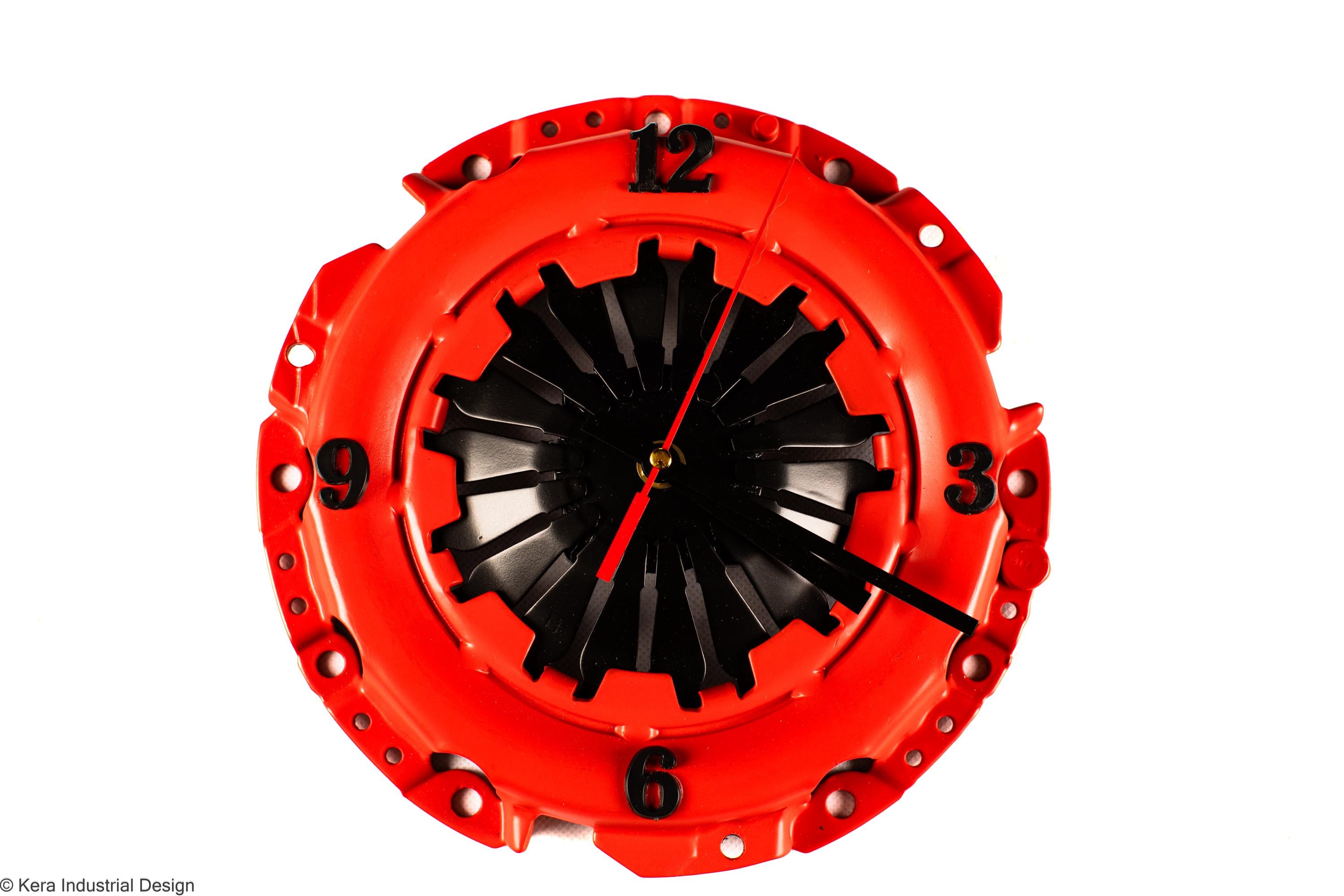 Horloge Murale Industrielle - Plaque De Pression Rouge Mat Et Noire Pièce Tendance Faite Main Décoration Mécanique
