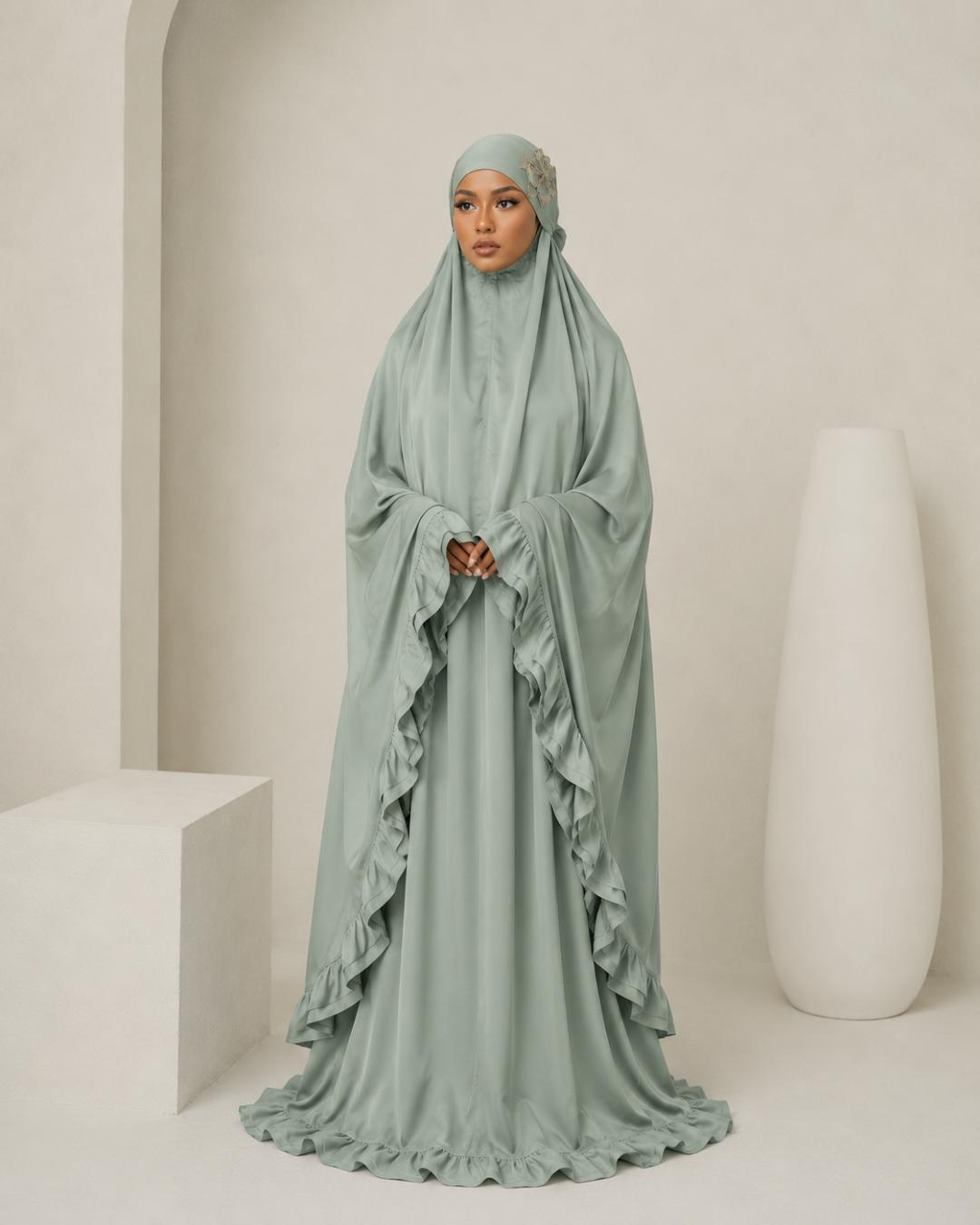 silk prayer dress Tie Back Prayer Dress