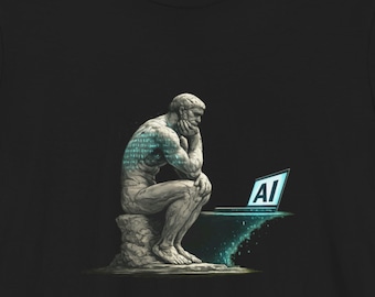 Camiseta de filosofía de la IA / Arte de Rodin El Pensador, Regalo para pensadores profundos