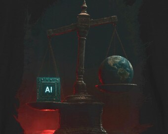 Camiseta de IA distópica / Cuando la máquina supera a la Tierra, regalo de ciencia ficción
