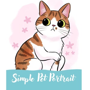 Pet portrait: custom simple pet portrait art, cat portrait, dog portrait, cartoon, pet art, cute pet art, custom gift, 8.5 by 11 art