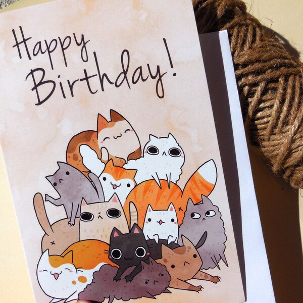 Katzen Geburtstagskarte, alles Gute zum Geburtstag, verrückte Katzendame Karte, Grußkarte, lustige Karte, stationär, Geburtstag
