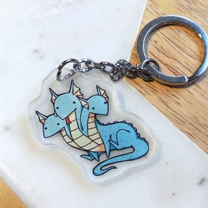 cute acrylic hydra dragon charm 1.5 inch - jewelry, keychain, pendant, accessories, illustrated jewelry