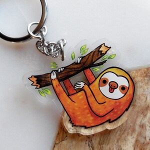 Sloth charm 1.5 inch jewelry, keychain, pendant, accessories, illustrated jewelry image 1