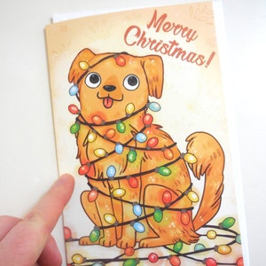 Carte de Noël de chien de vacances, cartes mignonnes, carte de voeux, carte drôle, stationnaire, saisonnier, salutations de saisons