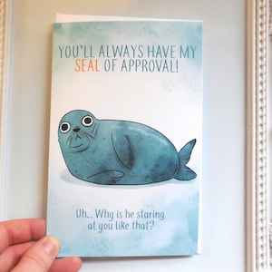 Funny Seal card, cute cards, greeting card, birthday cards, friend card, funny card, stationary, joke card