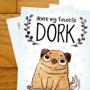 Carte carlin drôle, carte d'anniversaire, carte de Saint-Valentin, carte d'ami, carte de voeux, carte drôle, papeterie