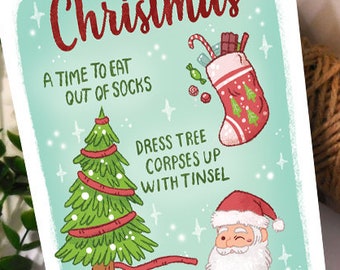 Funny Christmas Card, Christmas Cat, Holiday card, Santa, funny card, greeting card, stationary