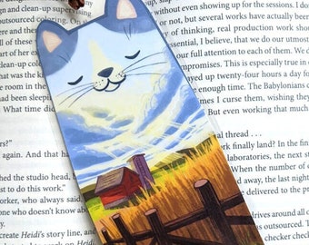 Spirit Cat Bookmark, Illustrated bookmark,  unique bookmarks, cat art, reading, bookworm, nature, books, stationery, kids books,