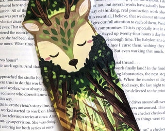 Spirit Deer Bookmark, Illustrated bookmark,  unique bookmarks, Deer art, reading, bookworm, nature, books, stationery, kids books,