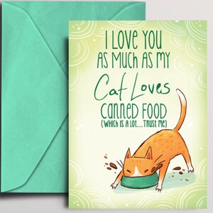 Cat Food Card, Digital Download, printable 5 by 7 card, cat card