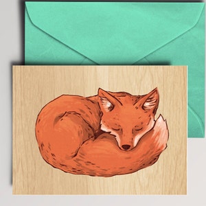 sleeping fox Card, Instant Download, Digital Download, printable card