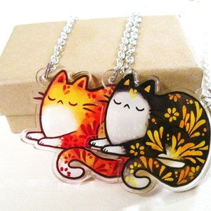 Cat necklace pendant, Acrylic jewelry, animal charm, cat charm,