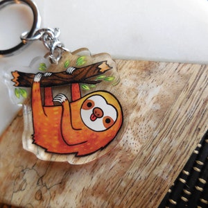 Sloth charm 1.5 inch jewelry, keychain, pendant, accessories, illustrated jewelry image 2