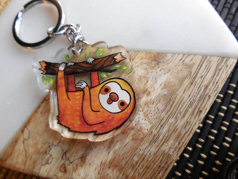 Sloth charm 1.5 inch jewelry, keychain, pendant, accessories, illustrated jewelry image 2