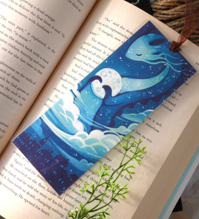 Moon Dragon Bookmark, Illustrated bookmark, unique bookmarks image 3