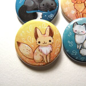 Fox Pinned-back Button Pack: Fox Pins, Animal, Pets, Kawaii, Gift ...