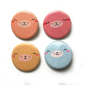 Seal pinned-back button pack: animals, animal face, kawaii, gift, party favor, pins, pinned-back button, accessories, patches