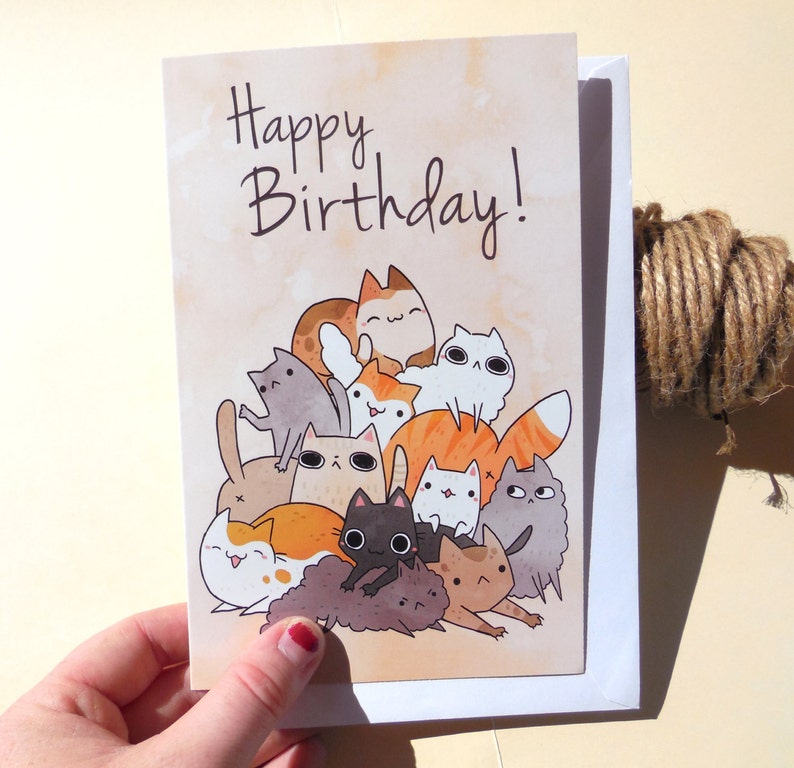 Cat happy birthday card crazy cat lady card greeting card