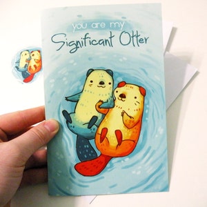 Carte de loutre, carte d'anniversaire « tu es ma loutre significative », carte de Saint Valentin, carte de voeux, carte drôle, papeterie, carte de blague