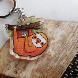 Sloth charm 1.5 inch jewelry, keychain, pendant, accessories, illustrated jewelry image 4