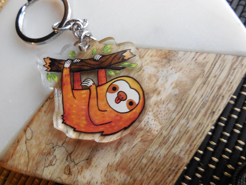 Sloth charm 1.5 inch jewelry, keychain, pendant, accessories, illustrated jewelry image 4