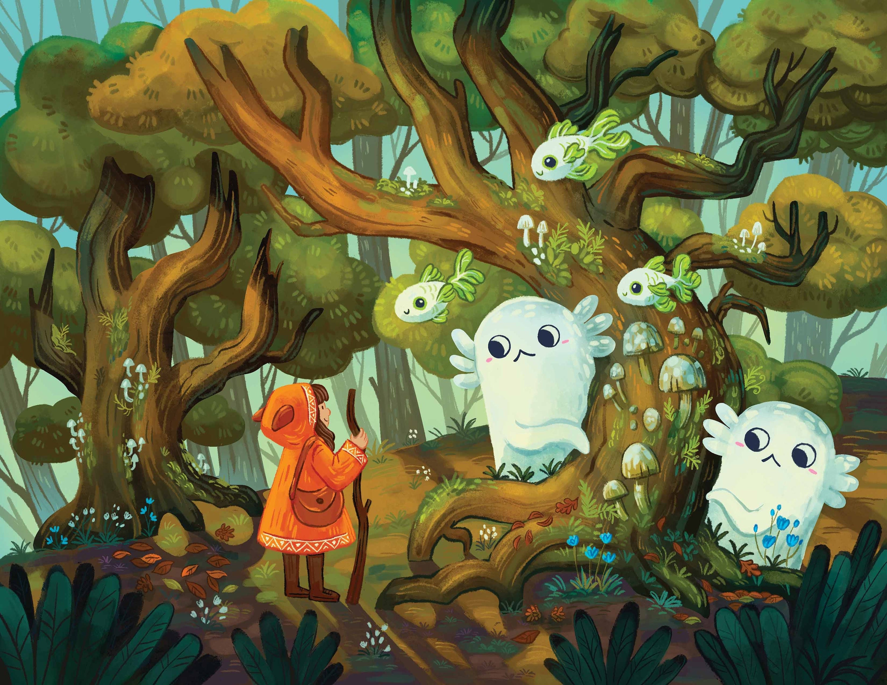 Forest Friends Adventure Art Print: 11 by 8.5 Artwork, Kids Room