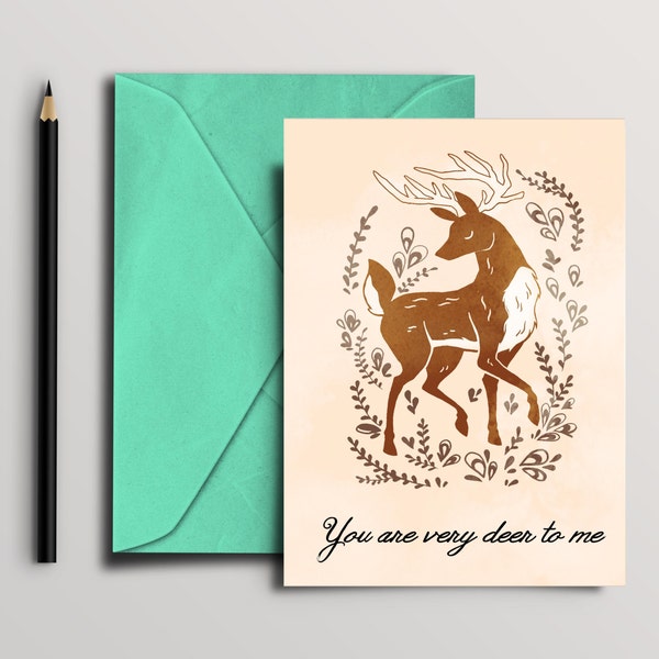 Deer card, Instant Download, Digital Download, printable card