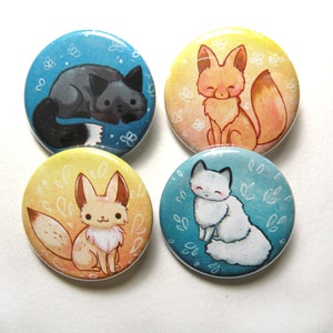 Pacote de botões fixados na parte traseira da Fox: broches da Fox, animal, animais de estimação, kawaii, presente, lembrancinha, broches, botão fixado na parte traseira, acessórios, patches