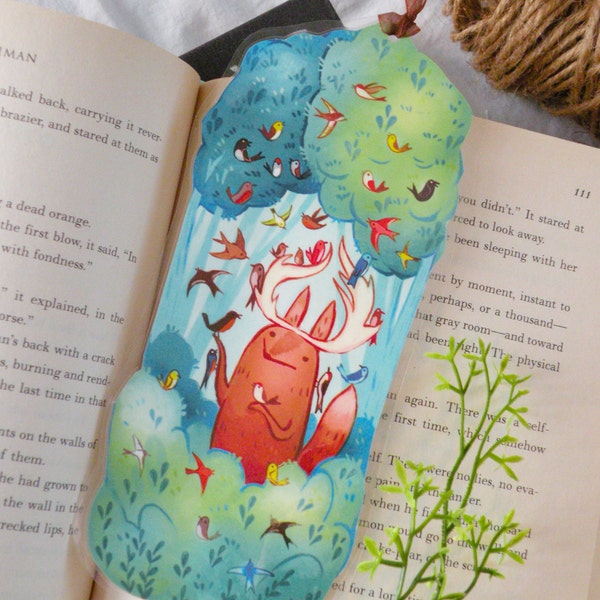 forest fox spirit Bookmark, Illustrated bookmark,  unique bookmarks