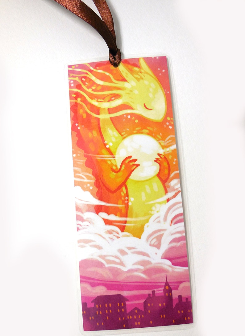 sun moon dragon bookmarks illustrated bookmark unique etsy