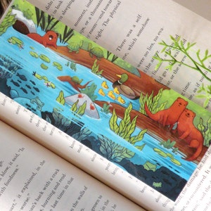 Segnalibro di animali di stagno, segnalibro illustrato, segnalibri unici
