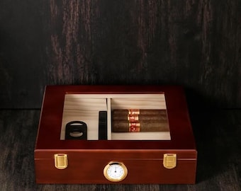 Cedar Wood Cigar Humidor Box Portable Cigar Case Luxury Cigar Storage Travel Humidor Gift for Him Smoking Accessories