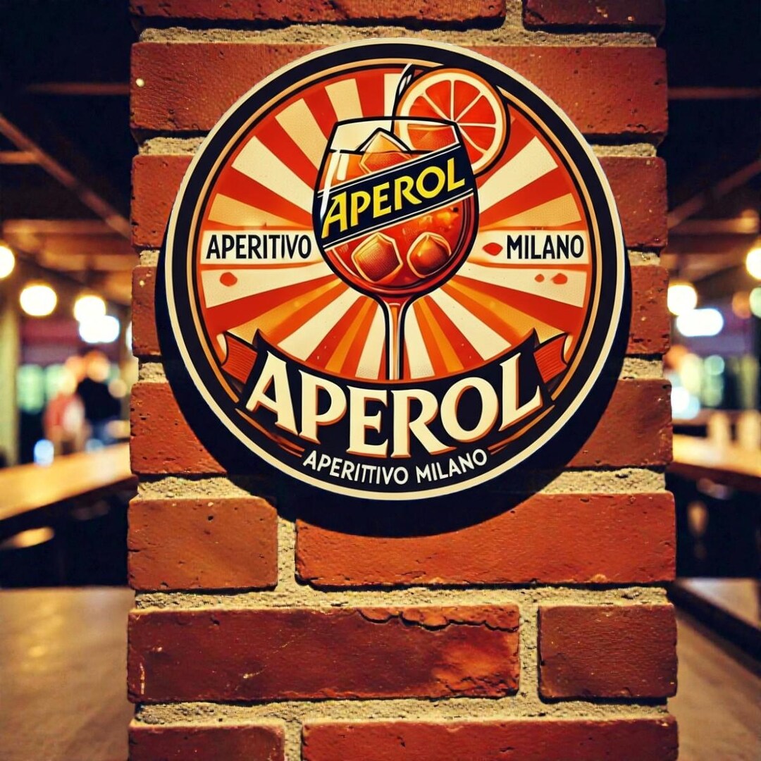 Milano Sign Aperol Milano Round Metal Sign: Vintage Italian Bar Wall Decor, Retro ...