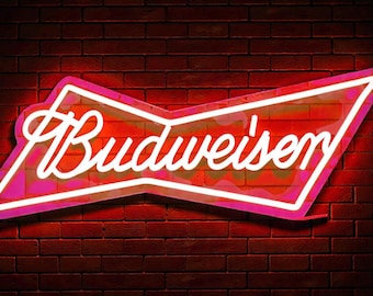 Budweiser Neon Led Sign - Vibrant Red White and Blue LED Decor