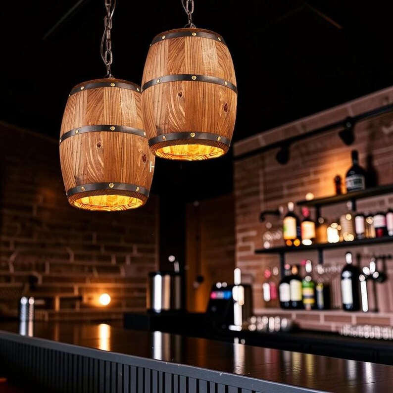 Rustic Wine Barrel Pendant Light: Vintage Industrial Loft Chandelier ...