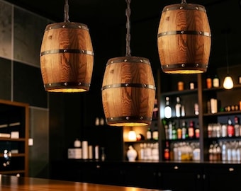 Rustic Wine Barrel Pendant Light: Vintage Industrial Loft Chandelier for Bar Kitchen